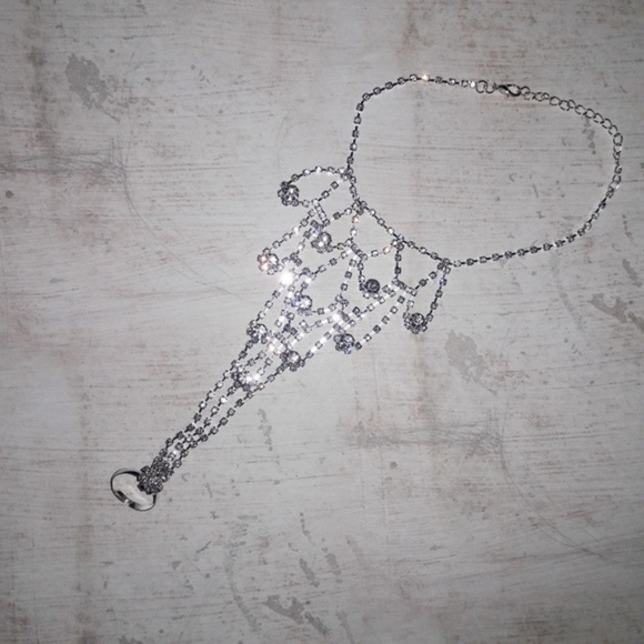 PAIR Rhinestone Crystal Bare Foot Sandal Anklet - Picture 3 of 5